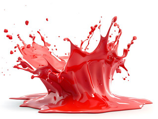 Red splash isolated on white background in realistic high resolution