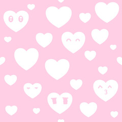 Seamless picture with pink heart pattern Make a cute face