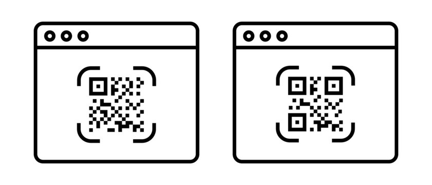 Scan QR code icon vector set. Commercial, industrial code with browser symbol