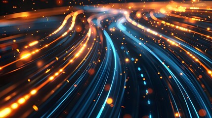 Obraz premium Vibrant Luminous Trails of Light Streaking Across Futuristic Abstract Background