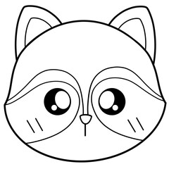 head cartoon raccoon coloring 