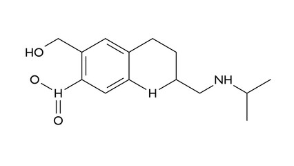 oxamniquine molecule, structural chemical formula, ball-and-stick model, isolated image anthelmintic drug