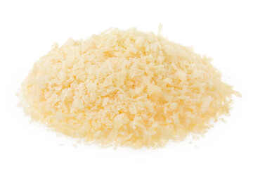 grated parmesan cheese isolated on white background