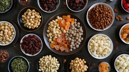 Many peanuts on the wood table UHD wallpaper