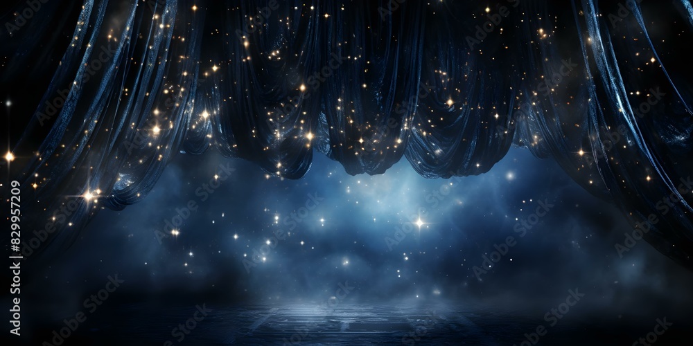 Poster alieninspired canopy adorned with space elements creating a cascading reaction of stardust. concept 
