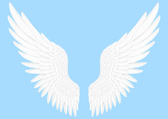Fototapeta premium ベクター 羽ばたく白い翼 天使 神
