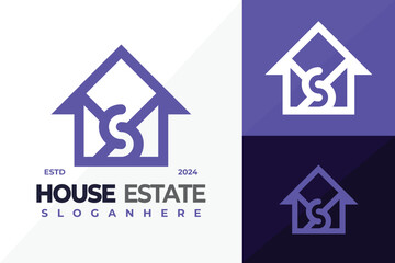 Letter S House logo design vector symbol icon illustration