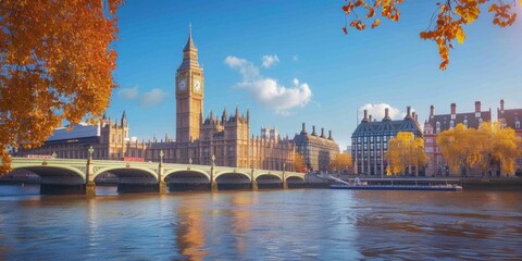 Big Ben in London United Kingdom skyline panoramic view
