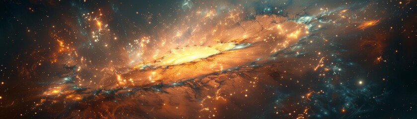 The image shows a beautiful spiral galaxy with bright orange core and blue-ish arms full of stars.