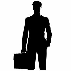 Corporate Elegance: Minimalist Black and White Silhouette of a Businessman in Formal Attire, Embodying Professionalism and Sophistication