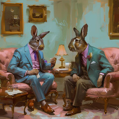 two rabbit is negotiation about business.AI generative