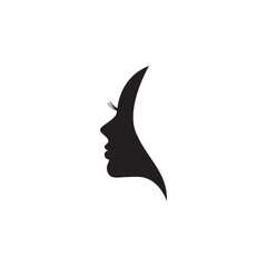 Woman's face. Beautiful female face silhouette in profile. Isolated vector illustration on white background.