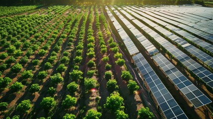 imagine a sustainable farm in the Australian countryside, with rows of crops, solar-powered irrigation systems, and farmers working --ar 16:9 --style raw Job ID: 09ac3c60-bbb4-41b3-b55c-473f1066cbff