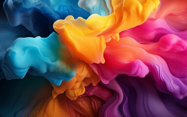 Vibrant abstract digital artwork depicting swirling multicolored smoke. Perfect for backgrounds, wallpapers, and creative projects.