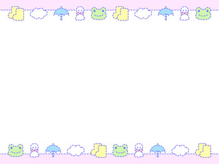 4:3 ファンシーな雨の日フレーム♪PNG