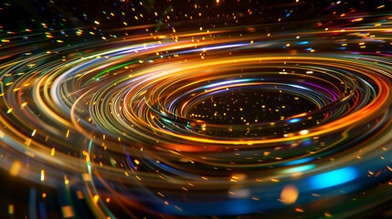 Obraz premium Radiant Circular Light Trails in Motion. Concept of time, energy, and futuristic technology