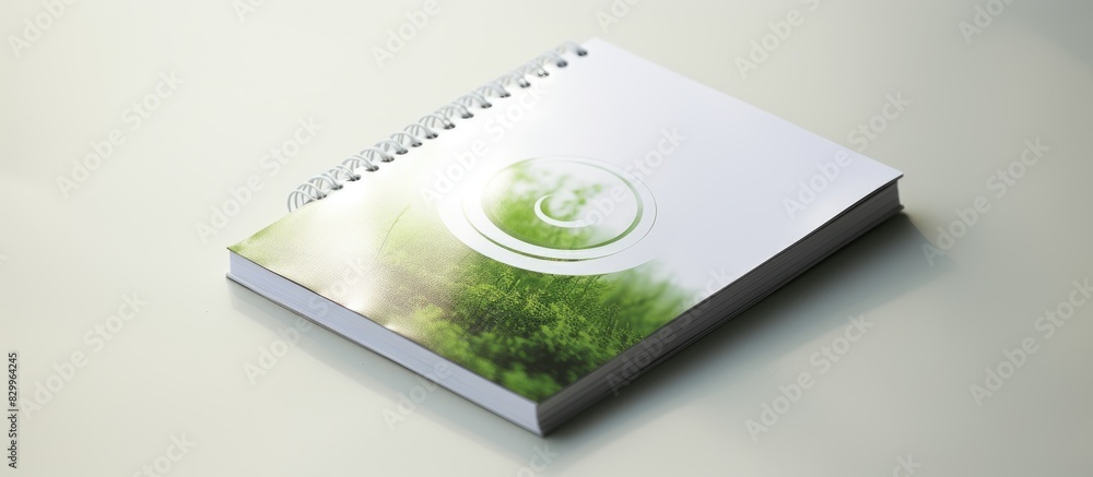 Poster Compact spiral bound notebook with a pen for convenient note taking. with copy space image. Place for adding text or design