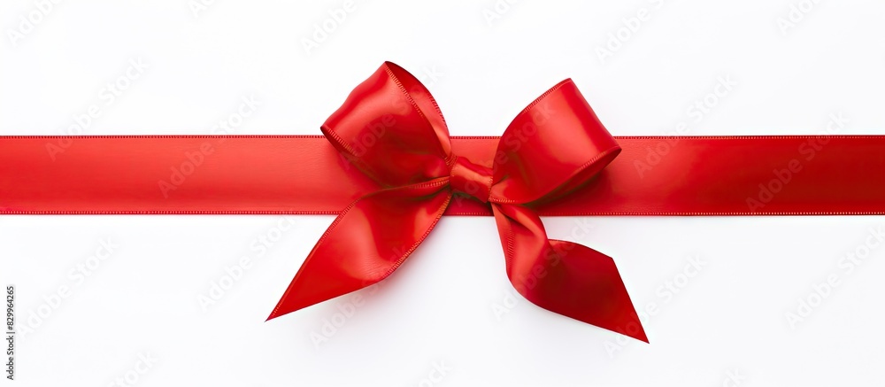 Aufkleber A copy space image of a dazzling red satin ribbon displayed on a pristine white background in a studio setting