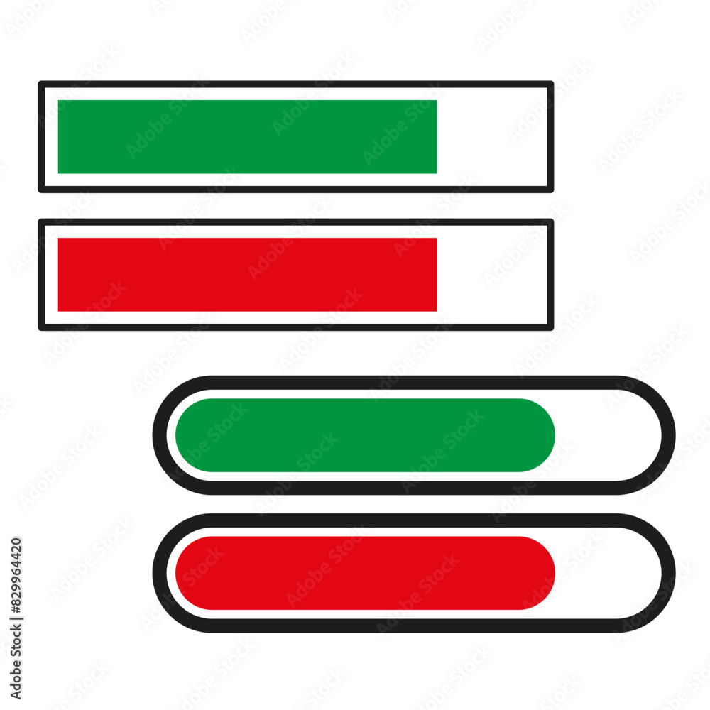Poster loading bar icons. progress bar symbol. green and red. vector illustration.