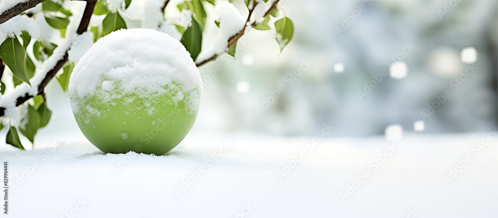Aufkleber in the background of a copy space image a snow covered branch boasts a solitary white snowball again