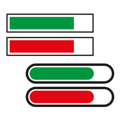 Fototapeta premium Loading bar icons. Progress bar symbol. Green and red. Vector illustration.