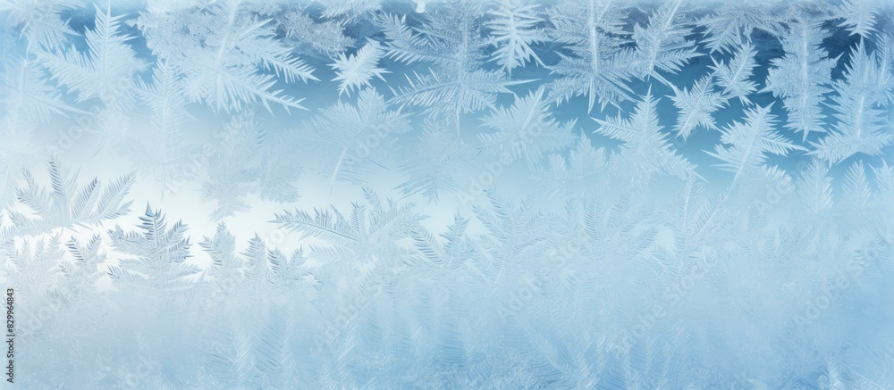 Poster Frost patterns on a frozen window evoking the enchantment of Christmas Ideal for Christmas or New Year backgrounds Ample copy space image