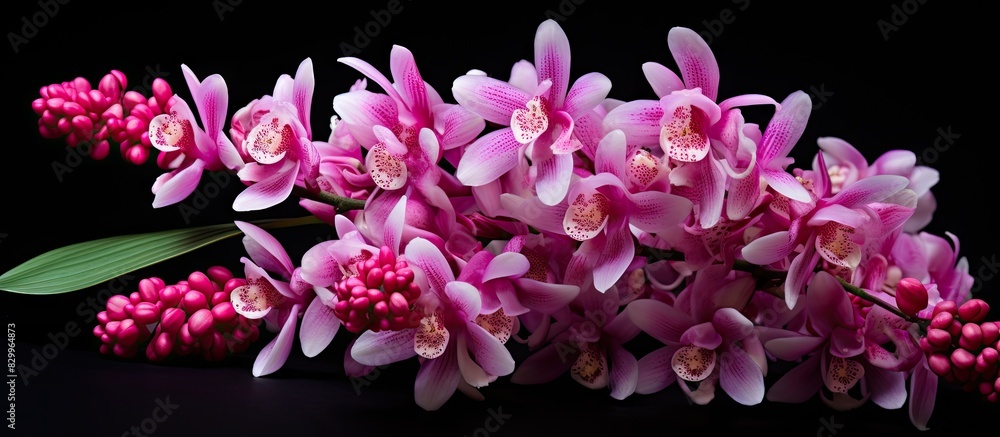 Poster orchid rhynchostylis gigantea with a beautiful flower in full bloom providing an elegant dimension t