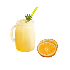 Thick and creamy orange smoothie in a mason jar 