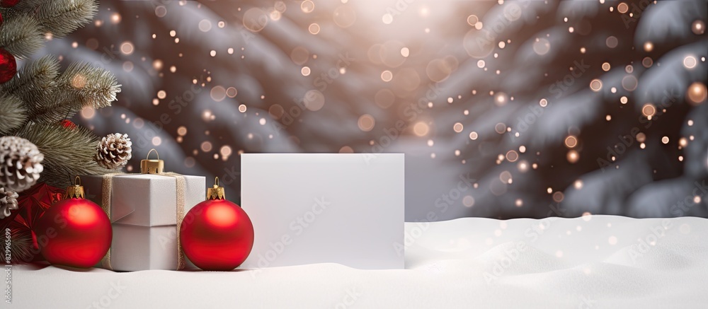 Poster invitation card mockup for a christmas scene with a blank card template perfect for adding text or a