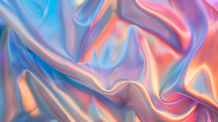 Obraz premium Holographic silk background , abstract iridescent gradient background. Generative AI.
