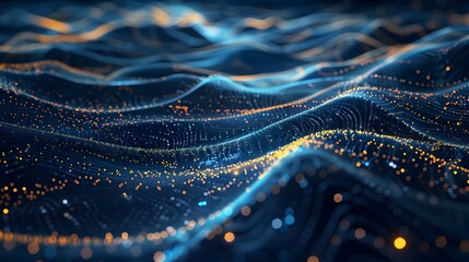 Captivating Digital Landscape of Interconnected Luminous Waves and Particles Showcasing the Power of Advanced Technology