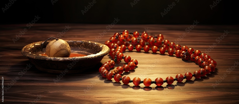 Aufkleber a holy necklace is displayed on a table offering ample space for a copy to be placed alongside it