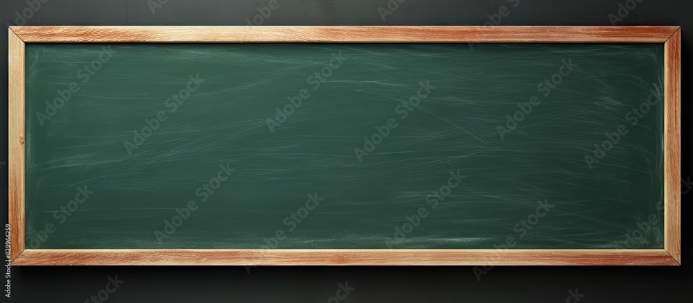 Poster A green chalkboard with a chalk stick on it is depicted providing a blank and clean background with room for additional content such as text or images