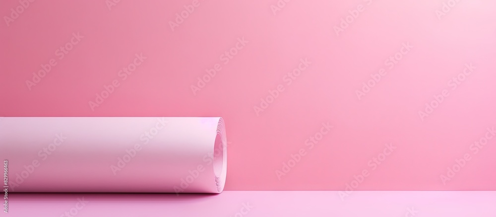 Poster pink paper roll with a fold on a pink background creates a creative backdrop the image provides ampl
