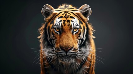 Fototapeta premium Endangered Species Theme with Tiger Front View