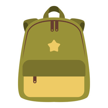 recommend clip art: School backpack in cartoon style. School green bag. Isolated vector illustration for your design