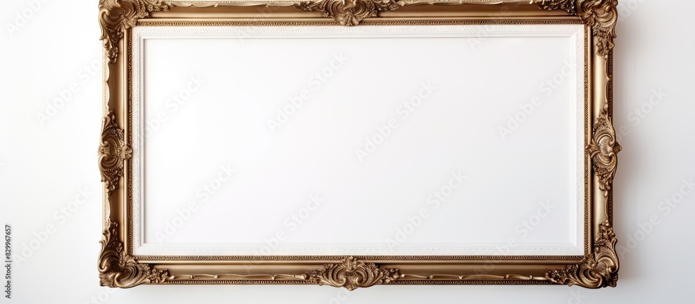 Aufkleber A copy space image of an empty frame is displayed against a white wall background