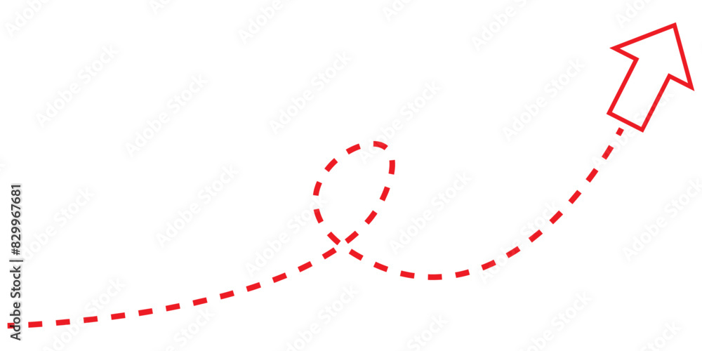 Poster red dashed line arrow. vector design element