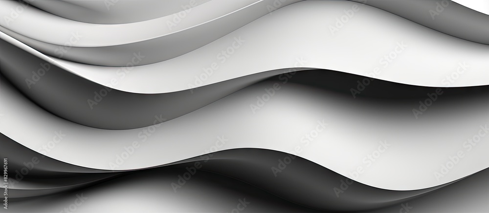 Aufkleber Abstract black and white horizontal paper strip with a wave like pattern Provides a textured copy space background