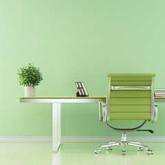 Green office room with a pastel UHD Wallpapar