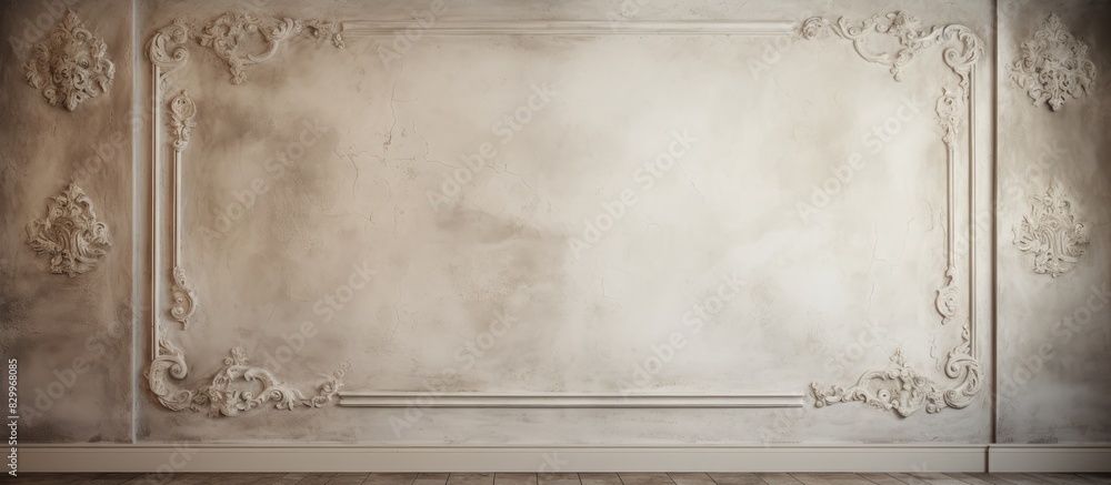 Poster decorative plaster adorns the modern wall offering a designated area for text in this copy space ima