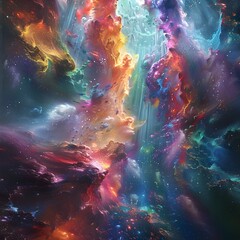Cosmic Explosion of Colorful Surreal and Dreamlike Celestial Phenomena in the Vast Glowing Universe