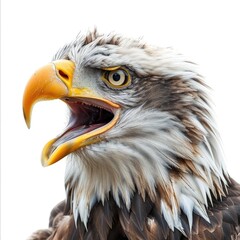 Obraz premium Closeup of Aggressive bald eagle isolated on white background