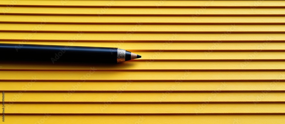 Poster A close up image of a yellow pencil placed on a lined notebook sheet with a spiral binding creating a copy space for additional content