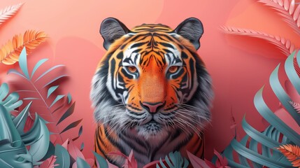 Vivid Animation of Tiger Top View as Planetary Guardian