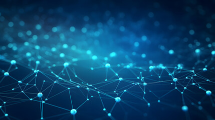Obraz premium Digital blue network dotted line connection graphics poster background