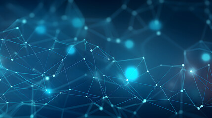 Digital blue network dotted line connection graphics poster background