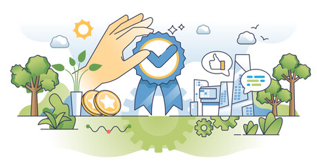 Work achievements and successful business job appraisal outline hands concept, transparent background. Success badge for financial profit and victory illustration.