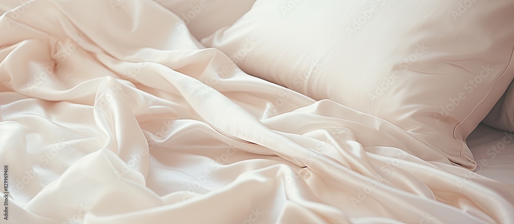 Poster the image displays a close up view of bed sheets providing ample space for additional text or graphi