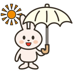 日傘を差すうさぎさんのイラスト